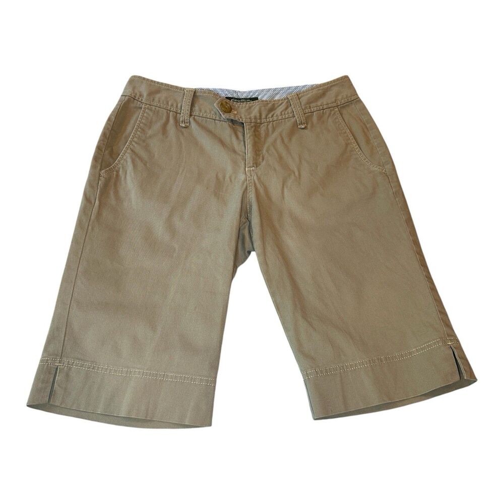 Eddie Bauer Women Khaki Tan Board Shorts Size 6 Cotton Stretch Hiking Casual